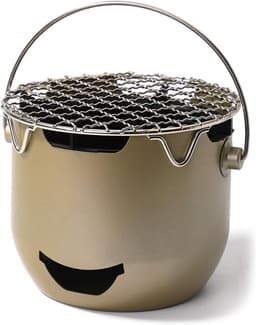Grill - Draagbare houtskoolgrill - Mini houtskoolgrill van roestvrij staal - Kleine buitengrill - Geschikt voor kamperen, barbecueën in de achtertuin, campers en picknicks (Groen) — thumbnail 1