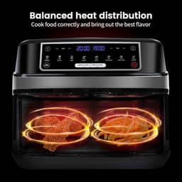 De Warenloods - XXL Airfryer - Heteluchtfriteuse - Heteluchtoven - 2 lades van 4,5 liter - 8 automatische programma's - LED-touchscreen - Zwart - 36x40x32cm — thumbnail 4