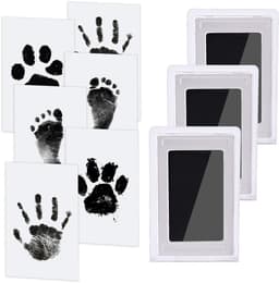 Baby hand- en voetafdrukset, 5 inktloze printpads voor baby's en huisdieren, 10 afdrukkaarten, baby voetafdrukset, veilig en niet-giftig voor voeten en handen, familieherinnering - Zwart — thumbnail 1