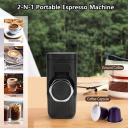 Draagbare Espressomachine - Handmatig (Zonder Stroom) - 15 Bar - 2-in-1 voor Capsules & Gemalen Koffie - 100ml - Reis Koffiezetapparaat - Zwart — thumbnail 3