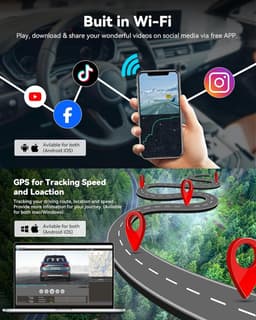 REDTIGER F7NS dashcam - Front 4k Resolution - 170 Degree Viewing Angle - Wi-Fi - GPS - Parking Mode - Night Vision - G-Sensor - 3.16-inch LCD Screen - Car Dashcam — thumbnail 5