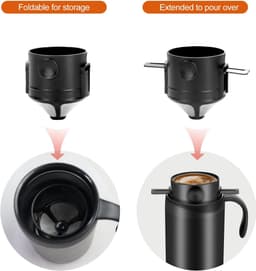 Draagbare Camping Koffiemachine 16oz - Inschenken Set / Koffiekit - Camping Koffiemachine / Reizen Koffie Set / Kamperen Koffiekit - Ideaal voor Outdoor & Vakantie Gebruik-wit — thumbnail 5