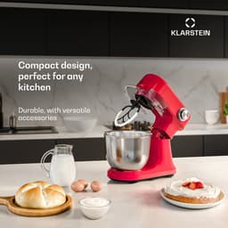 Klarstein Keukenmachine Bella Evo 1500W keukenrobot – 5L roestvrijstalen kom, 12 snelheden, planetaire mixfunctie, pulsefunctie, deeghaak, klopper & garde, keukenrobot voor bakken, rood - voor Keuken - Knetmaschine - Rührmaschine — thumbnail 5