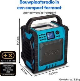 MEDION P66896 bouwplaatsradio (DAB Plus, DAB+/UKW, geïntegreerde oplaadbare batterij, kleurenscherm, Bluetooth, powerbankfunctie, IP54, robuust, twee passieve radiatoren) — thumbnail 4