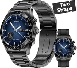 WizBay Premium Select® 1.32-inch AMOLED Smartwatch Dames/Heren – 178 Sportmodi – AI Voice – Bellen – Hartslag en Slaap – O2 – app GloryFitPro – Dual BT5.3 – 350mAh – Inclusief RVS en Siliconen Band Zwart — thumbnail 1