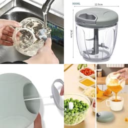 Hakmolen - Multihakker - Hakmolen handmatig - Hakker - Voedselhakker - Groentekeukenhakker - Handmatige Hakmolen -Multifunctionele groentesnijder - Handmatige voedselhakker - Voor ui -Knoflook - Groenten - Groen — thumbnail 4