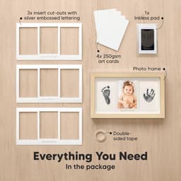Cosensi - Baby handafdruk en voetafdrukset voor pasgeborenen - Fotolijst voor handafdruk baby - Clean Touch stempelkussen - Ash Wood Fabre - Unieke herinnering aan baby's hand- en voetafdrukken — thumbnail 5