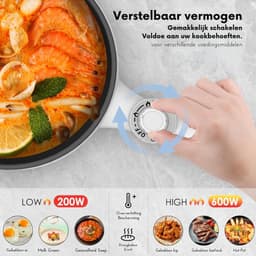 VIN® Hotpot Electrisch Chinees – Kaasfondue Pan Elektrische Multipan – Multifunctioneel 1.7L - Chinese Fondue 200/600Watt – Saute Pan – Friteuse – Hete Pan- Stomer – Langzame Kookplaat – Gemakkelijk Schoon te Maken - Blauw — thumbnail 5