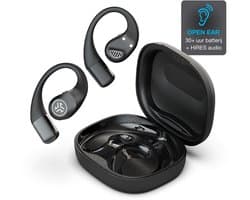 JLab Epic Open Sport Draadloze Oordopjes - Sport Oortjes Draadloos - Open Ear - 30 uur Batterijduur - IP55 Zweetbestendig - HiRes Audio - Google Fast Pair - Zwart