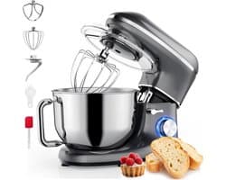 Quvo® Mixer met Mengkom - Keukenmachine - Keukenrobot - Inclusief Accessoires - Antraciet - 38cm x 24cm x 32cm