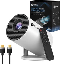 Vendar® YA350 Pro Mini Beamer 2025 – 350 ANSI Lumen – Inclusief HDMI Kabel - Smart Projector met 4K-ondersteuning – Geïntegreerd Android 14 – WiFi 6 & Bluetooth 5.4 – Voor iOS & Android – Thuisbioscoop – Wit — thumbnail 1