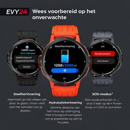Evy24 GPS Pro Smartwatch Heren en Dames - Sport Horloge - Rond - Stappenteller - Hartslagmeter - Saturatiemeter - Bloeddruk - Belfunctie - 100+ Sportmodi - Kompas - 5ATM Waterdicht - Geschikt voor iOS/Android - 2 Bandjes — thumbnail 5