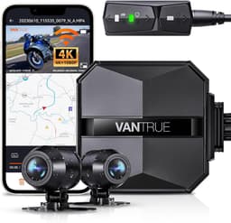 VANTRUE F1 4K + 1080P dashcam motorfiets, 5GHz WiFi GPS dashcam voor en achter, IP67, Duitse stemaanwijzingen motorcamera, 24 uur. Botsingsdetectie, Kilometerstand, WDR & HDR & App, Maximaal 512G — thumbnail 1