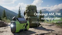 Brixy Noodradio - Radio Met Accu Batterij Voor Noodsituaties - 5000 MAH - Opwindbaar - Solar - Zaklamp - Powerbank - Groen — thumbnail 3