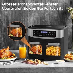 Heteluchtfriteuse 12L met 2 Laden, 10 Programma's en Zichtvenster – 2600W — thumbnail 2