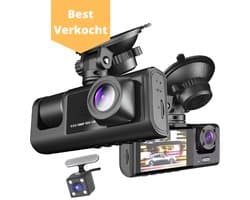 JML Dashcam V3 – Dashcam voor auto - Voor-Achter- en Binnencamera – 2K QHD – Nachtzicht – Parkeerbeveiliging – Loop recording