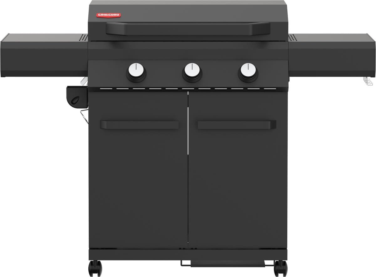 Grill Guru Plancha Gasbarbecue - Zwart - Nitride kookplaat, geschikt voor intensief gebruik - incl regenhoes — afbeelding 1