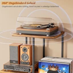 SNJY® Platenspeler Meubel - Platenspeler Kast - LP Houder - Platenhouder - 40L x 30B x 110H cm - Hout/Metaal — thumbnail 4
