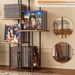 SNJY® Platenspeler Meubel - Platenspeler Kast - LP Houder - Platenhouder - 40L x 30B x 110H cm - Hout/Metaal — thumbnail 3