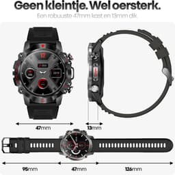 Phreeze Smartwatch Rond - Smartwatch Dames & Heren - Groot Scherm - Met Belfunctie - Hartslagmeter - Stappenteller - Geschikt voor iOS & Android - Zwart — thumbnail 3
