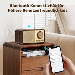 IBETTERTEC Retro FM-radio - Bluetooth 5.0, USB en AUX - Oplaadbare batterij 1800 mAh — thumbnail 2