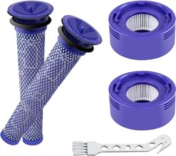 4-Pack Filtervervanging geschikt voor Dyson V8 Absolute- V8 Animal- V7 Absolute- Motorhead- Animal Stofzuiger | 2 HEPA Post Filter- 2 Pre Filter- 1 Borstel | Vervangt Onderdeel # 965661-01 & 967478-01 — thumbnail 1