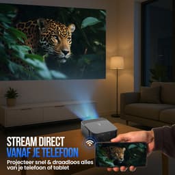 Strex Beamer - Smart 1080P Full HD Projector - 4K Ondersteuning - WiFi & Bluetooth - Ingebouwde Speakers - Draagbare Mini Beamer Thuisbioscoop - WhaleOS - Inclusief Opbergtas — thumbnail 5
