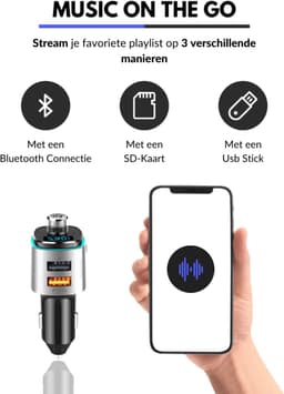 Wegman Bluetooth FM Transmitter - Autolader USB - Carkit - Bluetooth Auto Radio - SD Kaart - USB Stick — thumbnail 2