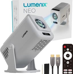 Lumenix® NEO Mini Beamer – Full HD Projector met Netflix, Android 13, WiFi 6 & Bluetooth 5.0 – Autofocus & 4D Keystone – Thuisbioscoop Beamer – Kleine Projector – Wit — thumbnail 1