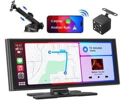 RC06 Geschikt voor CarPlay Scherm 10.26 Inch – Geschikt voor Android Auto Scherm – Navigatiesysteem Auto – Apple CarPlay & Android Auto - Auto Scherm – Universeel – Touchscreen & HD Achteruitrijcamera - bluetooth & wifi – Zwart