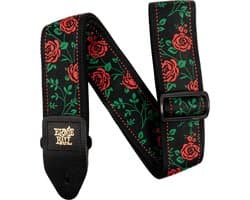 Ernie Ball Classic Jacquard - Gitaarriem - Spanish Rose - Polypropeen - Leren Uiteinden - Zwarte Delrin Gesp - Verstelbaar 104-182 cm - Breedte 5 cm