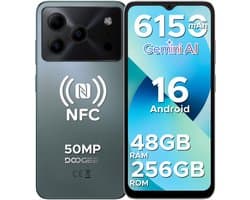 DOOGEE Note 56 Plus - Smartphone - Telefoon - 48 GB RAM+ 256 GB ROM (2TB/TF) - 50 MP camera - 6150 mAh/18W - 6.56 inch 90Hz - Gemini AI - Widevine L1 - NFC - Face ID - Vingerafdruk - GPS - Groen
