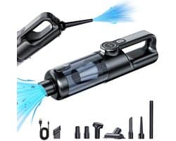 Draadloze Handstofzuiger Voor De Auto - Draagbare Oplaadbare Mini Autostoofzuiger - Zwart - 8 Opzetstukken - 17000Pa