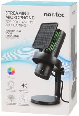 Nor-Tec Streaming Microfoon | USB Microfoon Gaming | Microfoon Podcasting | Professionele Condensator Microfoon | LED Verlichting 6 Modi | Cardioïde Richting | Microfoon voor PC Laptop PS5 | Volume Knop | 180° Verstelbare Standaard — thumbnail 1