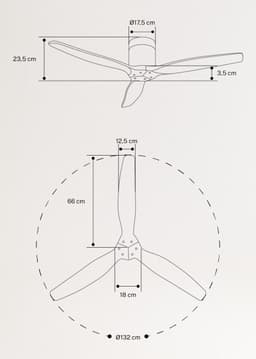 CREATE - Plafondventilator 40W silent Ø132 cm - Met Wifi - Met Afstandsbediening - 6 Snelheden - Timer - Zomer/Winter functie - Wit - WIND CALM — thumbnail 4