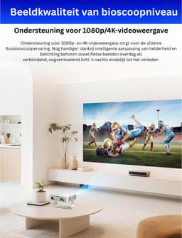 Mini Beamer - Film Projector met Bluetooth - Draagbare Beamer - 4K Kwaliteit - Wit — thumbnail 2