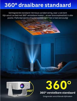 Mini Beamer - Film Projector met Bluetooth - Draagbare Beamer - 4K Kwaliteit - Wit — thumbnail 5