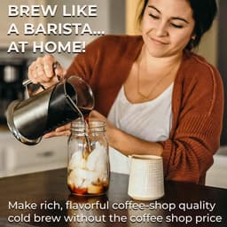 1L Cold Brew Coffee Maker - Luchtdichte Afsluiting - Snelle Zettijd - IJsthee en Koffieserver - Roestvrij Stalen IJskoffiemaker - Koffiepers - Glazen IJskoffiekan — thumbnail 4