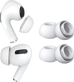 MMOBIEL 2 Paar Vervangende Oordopjes Tips Geschikt voor AirPods Pro Gen 1 & 2 - Antislip Siliconen Oordopjes met Ruisonderdrukkingsgat, Draagbare Opbergdoos en Passen in Oplaadcase - L – Wit — thumbnail 1