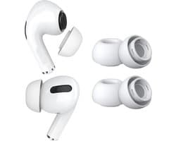 MMOBIEL 2 Paar Vervangende Oordopjes Tips Geschikt voor AirPods Pro Gen 1 & 2 - Antislip Siliconen Oordopjes met Ruisonderdrukkingsgat, Draagbare Opbergdoos en Passen in Oplaadcase - L – Wit