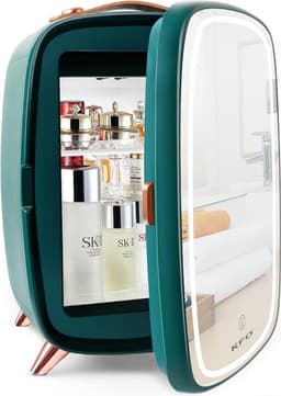 Skincare Beauty Fridge – Mini Koelkast – Minibar – 6 Liter – Slaapkamer – Stijlvol – Met LED Spiegel – Groen — thumbnail 1