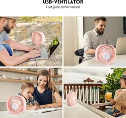 StayPowered Tafelventilator - Krachtige Koeling binnen Handbereik - 3 Snelheden - 360° Draaibaar - USB-Aangedreven - Compact Ontwerp - Stil Gebruik - Roze - Draagbaar - Levering Sneller dan Aangegeven! — thumbnail 2