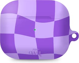 xoxo Wildhearts hoesje geschikt voor AirPods Pro - Violet Vibes - Matte - Ook als telefoonhoesje verkrijgbaar - schokbestendige case - koptelefoon hoesje - Mat - Beschermhoes met golvende blokjes - Golven - Paars — thumbnail 1