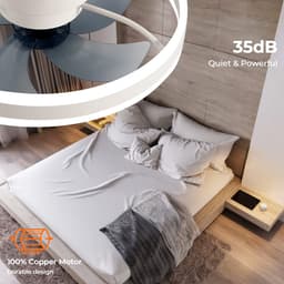 MiShar 2-LED Plafond Ventilator - 51 CM - Smart Lamp - 6 Standen - Plafond ventilator met verlichting - Dimbaar - Zwart - Kroonluchter Ventilator - Chandelier Fan - Woonkamer Lamp - Ventilator Lampen - Eetkamer lamp - Slaapkamer lamp — thumbnail 4