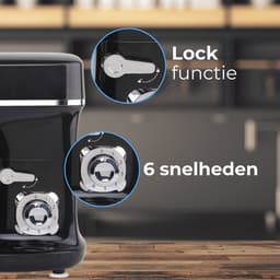 BluMill Keukenmachine - RVS - 6 Snelheden - Keukenmachine met kom - 5 Liter - met Accessoires - 1200W - Zwart Chrome — thumbnail 4