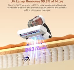 JIGOO J200 dust mite vacuum cleaner, mattress vacuum cleaner with integrated dual cup, 13KPa suction power, UV light, 60°C hot air, LED display — thumbnail 2