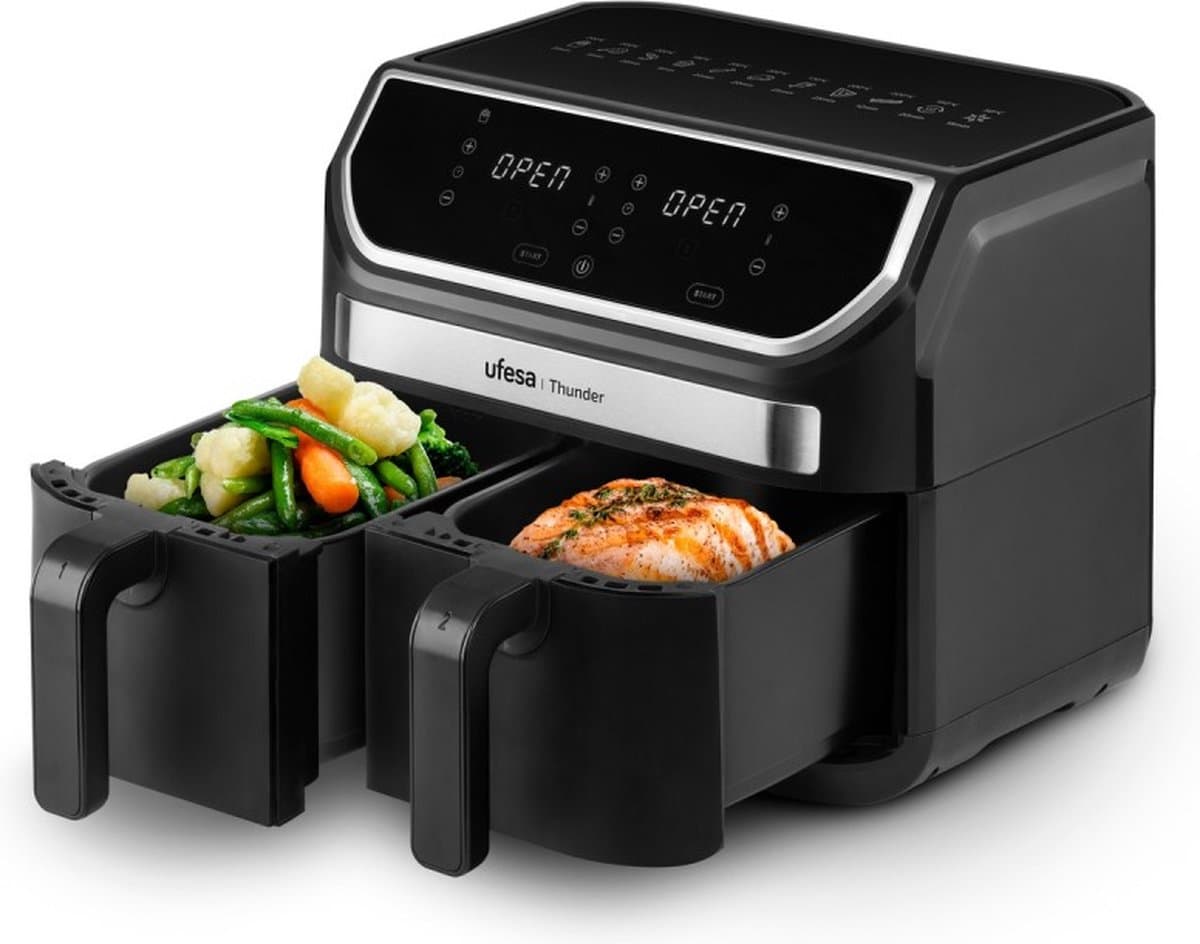 Ufesa Thunder Dubbel 9 l Vrijstaand 1700 W Heteluchtfriteuse Zwart — afbeelding 1