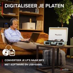 Retro platenspeler met speakers - Audizio RP114BL - Model 2025 - met PC software - Blauw — thumbnail 3