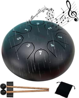 Regentrommel Chakra - 6-inch Stalen Tongtrommel - 8 noten - Meditatieve Regen Drum voor Yoga & Relaxatie — thumbnail 1