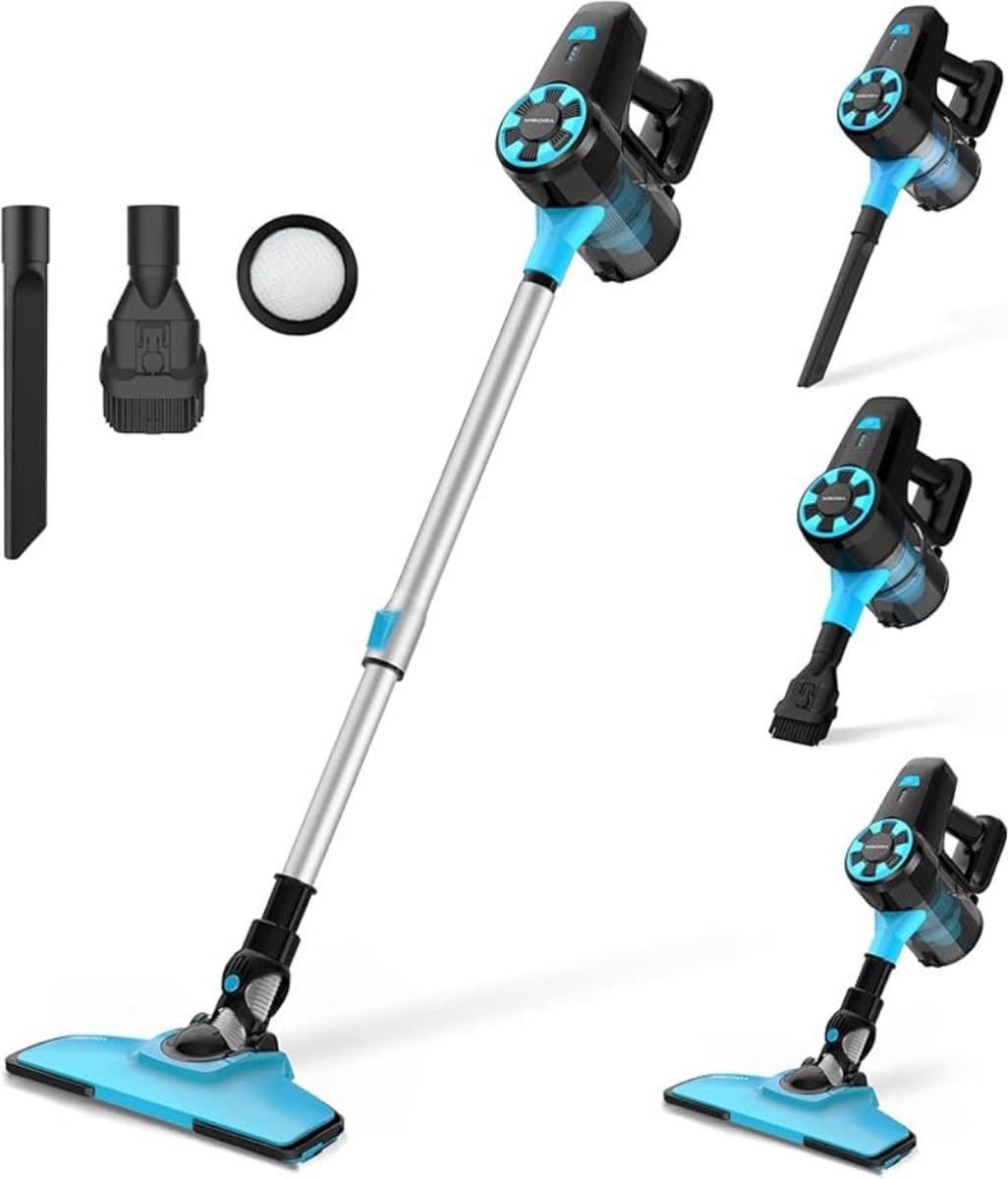 Stofzuiger zonder Zak – Op Accu – Vlekkenreiniger – Tapijtreiniger – Vacuum Cleaner – Draadloos – Extra Licht – Blauw/Grijs — afbeelding 1